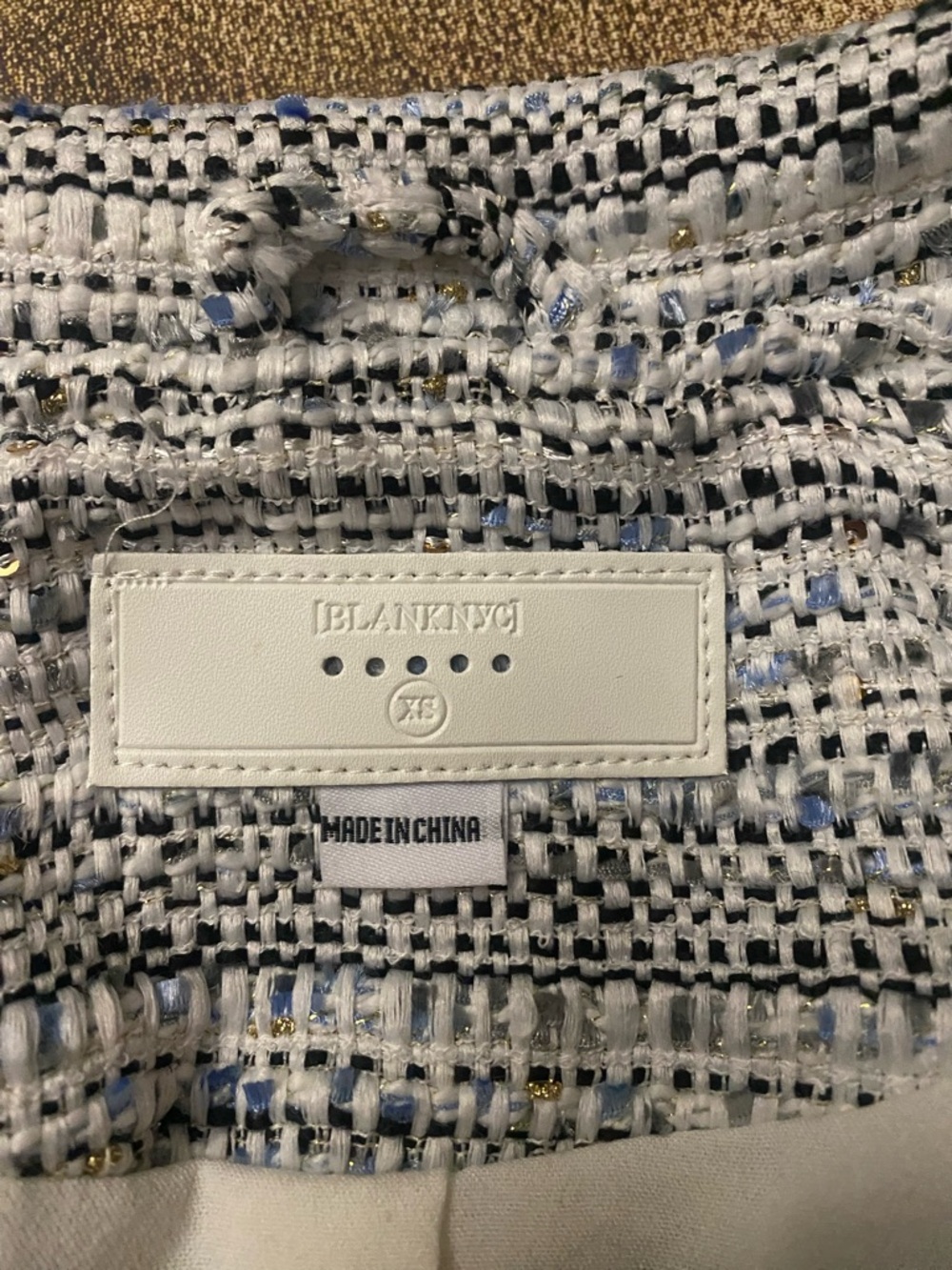 BLANK NYC Textured Tweed Jacket - White, Black & Blue
